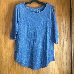 SO brand 3/4 sleeve scoop neck heathered blue tee